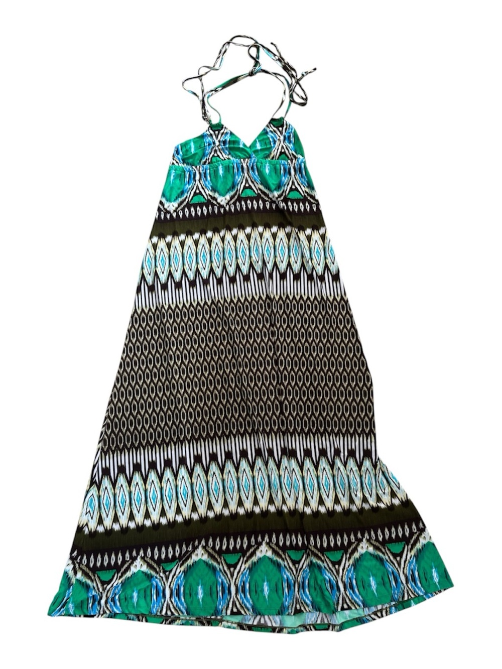 🌹🌹Green & Black Printed Halter Maxi Dress